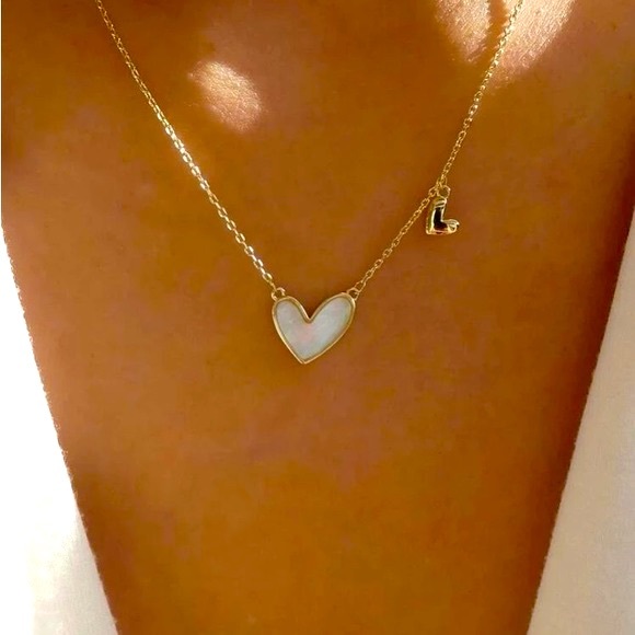 Ultra Dainty Delicate Valentine Enamel Hearts Necklace White & Gold - Picture 6 of 10